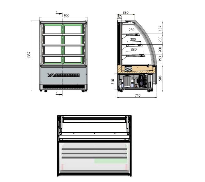 UPRIGHT ROUND CAKE SHOWCASE 1200 MM FRIDGE DF127D - Cafe Supply