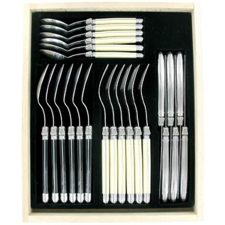 Verdier Cutlery Set 24 Pc Ivory/Ss/Black - Cafe Supply