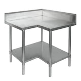 WBCB7-0900/A – Corner Workbench, 150mm Splashback & Undershelf 900x900x900mm - Cafe Supply