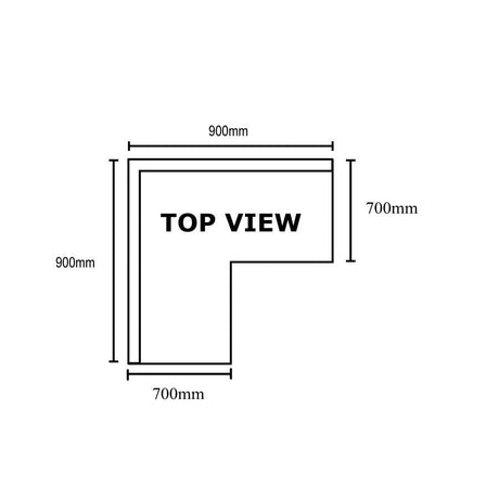 WBCB7-0900/A – Corner Workbench, 150mm Splashback & Undershelf 900x900x900mm - Cafe Supply