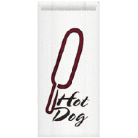White Greaseproof bag Hot Dog. Size: 102 x 240 x 60 mm. Bundle of 1000 - Cafe Supply