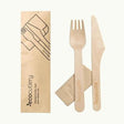 Wooden Cutlery 16cm Knife, Fork & Napkin Set - Cafe Supply