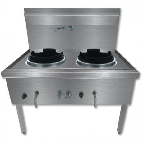 WW-2N Stainless Steel Waterless Nature Gas Double Wok - Cafe Supply