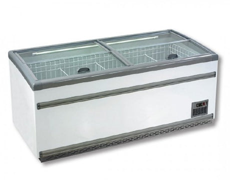 ZCD-L210S Supermarket Island Dual Temperature Freezer & Chiller‌ with Glass Sliding Lids - Cafe Supply