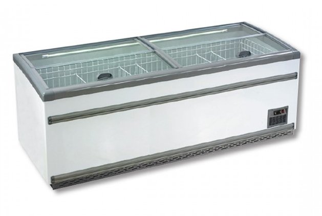 ZCD-L250S Supermarket Island Dual Temperature Freezer & Chiller‌ with Glass Sliding Lids - Cafe Supply